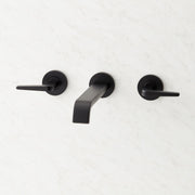 Signature Hardware 485013 Drea 1.2 GPM Wall Mounted Widespread Bathroom Faucet with Pop-Up Drain Assembly, Matte Black