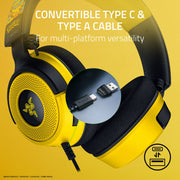 Razer Kraken V4 X Wired Over-Ear Gaming Headset Pokmon Edition, 7.1 Surround Sound, TriForce 40mm Drivers, Retractable Cardioid Mic, Hybrid Memory Foam Cushions, USB Type C & A