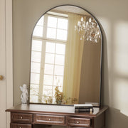 Beautypeak 2509-ALYH-3040-1 Bathroom Wall Vanity Arched Mirror, 30x40 in, Black Aluminum Frame, Shatter-Proof Glass