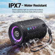 VEAT00L S16 Wireless Portable Bluetooth Speaker, 20W Powerful Bass, IPX7 Waterproof, Bluetooth 5.4, RGB LED Lights, TWS Pairing, Black