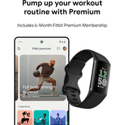 Fitbit GA05183-GB Charge 6 Premium Fitness Tracker w/AMOLED Wristband, Obsidian Black