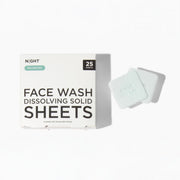 Discover Night Face Wash Sheets, Mess Free, Instantly Dissolves, Natural Ingredients, Aquamarine Green, 25 Pack
