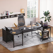 KKL 66 inch U Shaped Writing Gaming Desk with Drawers, Black - Modern
