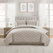 My Texas House Floral Pick Stitch Quilt Set, Full/Queen, Taupe Jacobean Floral and Stripes, 3-Piece, MTD666170522014