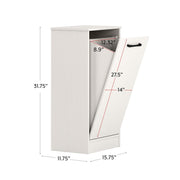 Mainstays Ardent Tilt-Out Laundry Hamper Cabinet, White, Slim Rectangle Design, Transitional Style