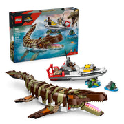 LEGO 76974 Jurassic World Brick-Built Mosasaurus Boat Mission Building Set with Poseable Dinosaur and Minifigures Multicolor 858 Pieces 76974