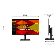 Samsung 27-Inch Borderless Business Monitor, IPS Panel, 100Hz Refresh Rate, USB Hub, Height Adjustable, Black, LS27D402GANXGO