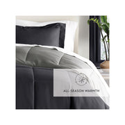 Casual Comfort Solid Reversible Lightweight Down Alternative Comforter Set - Black Fog