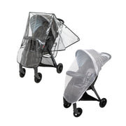Nuby Eco Stroller Weather Shield and Bug Netting Set, Clear Ventilated Cover with Elastic Edges, Universal Fit, Includes Storage Bag, Gray and Black