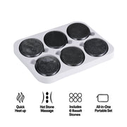 Reebok RK3505-ALM-T30-6 Electric Hot Stone Set with 6 Basalt Stones, Fast Heating Warming Case, Pink