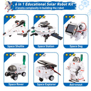 Hot Bee 2117A 6-in-1 STEM Space Solar Robot Kit for Kids, Educational Science Building Toy, Solar and Battery Powered, Ages 6 and Up
