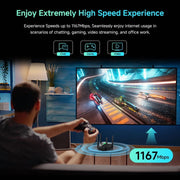 Gintenco Wi-Fi Range Extender Dual Band 2.4G/5G 1200Mbps, 4 High-Gain Antennas, Covers Up to 10000 sqft, Supports 25 Devices, Ethernet Port EX004