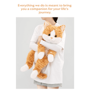 Vanelink Living CozyStripe Cat Plush Toy, Soft Stuffed Animal Pillow, Orange Calico