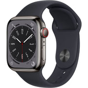 Apple Watch Gen 8 Series 8 Cell 41mm Graphite Stainless Steel - Midnight Sport Band MNVG3LL/A