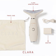Clara Red Light Therapy Wand, Face and Neck Collagen Booster with Sonic Vibration and Heating, White