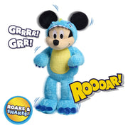 Just Play Silly Roaring Mickey Mouse Interactive Plush in Blue Dinosaur Onesie, 12 Inch