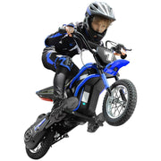 Neche 24V Dirt Bike, MX350 Electric Powered Motorcycle for Kids Age 13+, Blue - Motor: 350W