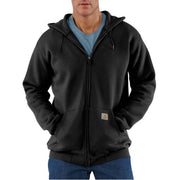 Carhartt Marquette Men's Midweight Full-Zip Hooded Sweatshirt, Loose Fit, Black, Small, K122-BLK