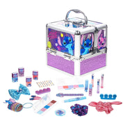 Townley Girl Stitch Beauty Deluxe Train Case Children's Play Makeup Set with Lip Gloss, Eyeshadow, Blush, Peelable Nail Polish, Hair Accessories, Ages 3+, SI0159GG