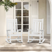 KINGYES Outdoor Rocking Chair Set of 2, HDPE All-Weather Patio Rockers, White, Oversized Design
