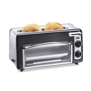 Hamilton Beach Toastation 2-in-1 Toaster Oven with Extra-Wide Extra-Long Toast Slot, Black, 22725