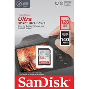 SanDisk Ultra 128GB SDXC UHS-I Memory Card, Class 10, U1, Full HD Video, Up to 140MB/s Read Speed, Multicolor
