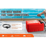 Winibo Marine Portable Outboard Engine Fuel Tank, 6.34-Gallon, Red, 9.8ft Hose with Gauge