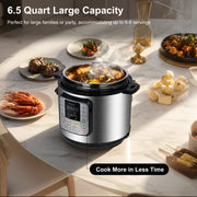 Bluebow 6.5 Quart Electric Pressure Cooker, 11-in-1 Multi Cooker Rice Cooker Slow Cooker Saute Steamer, Stainless Steel