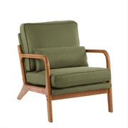 Ktaxon Mid Century Modern Accent Chair, Breathable Linen Fabric, Solid Wood Frame, Green