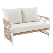 Better Homes & Gardens Lilah Outdoor Patio Loveseat with Weather-Resistant White Cushions and Rust-Resistant Powder-Coated Stainless-Steel Frame