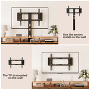 GUNAITO TV Stand with Adjustable Mount for TVs up to 75 Inches, Rustic Brown, 7 Fabric Drawers