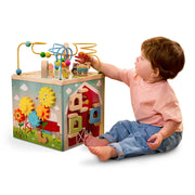 Battat BT1818 Barnyard Activity Cube with 5 Sides and Bead Maze Wooden, Baby and Toddler Toys
