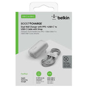 Belkin Boostcharge 37W USB Type C to C PPS PD Dual Port Wall Phone Charger Silver