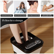 Beinilai Collapsible Foot Spa Bath Massage with Precise Temperature Control, 6 Massage Rollers, Bubble Function, Removable Pedicure Stone, Dark Color