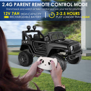 Funcid 12V Kids Powered Ride on Truck Car with Parent Remote Control, Bluetooth Music, LED Lights, Black