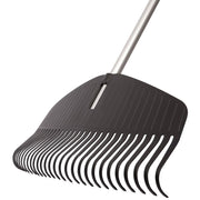Fiskars Leaf Rake, Lightweight Aluminum Handle, 32 Flexible Resin Tines, 24 in. Head Width, 67 in. Length, Black and Orange, 1068952