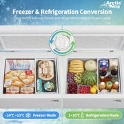 Arctic King 3.5 Cu Ft Convertible Chest Freezer and Refrigerator, Manual Defrost, Mechanical Thermostat, Removable Basket, White, AERC04M3CWW