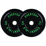 BalanceFrom Olympic Bumper Plates 25 lb Pair, Black - Low-Bounce