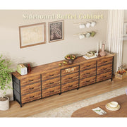 Amadwell 78.8 Inch Dresser with 15 Fabric Drawers, Rustic Brown, Large TV Stand for Up to 85 Inch TVs