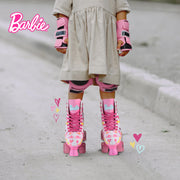 Barbie Roller Skates for Girls, Adjustable Sizes 12-2, Glitter 54mm PU Wheels, ABEC 5 Bearings, Durable PVC, Foam Lining, Pink