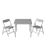Little Nest Toddler Table and Chair Set, 3 Piece Steel Construction, Gray, 24 in Square Table