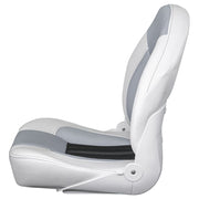 Tempress ProBax Orthopedic Folding High Back Boat Seat, White Gray Carbon, Marine Grade Vinyl, Stainless Steel Hardware, 68454