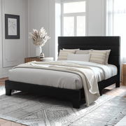 Allewie Full Platform Bed Frame with Velvet Headboard