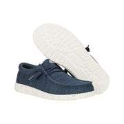 Heydude Wally Stretch Sox Men's Casual Slip-On Shoes, Navy, Lightweight Breathable Textile Upper, Memory Foam Insole, Flexible Rubber Sole, 41898-410