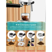 Gevi GECME022-U Espresso Machines 20 Bar Automatic Coffee Machine with Milk Frother Wand, 40.58 OZ