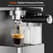 Airmsen BCM-2308 Espresso Machine with Automatic Milk Frother, Stainless Steel