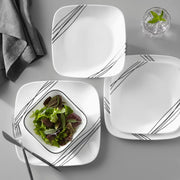 Corelle 1134346 Simple Sketch 18-Piece Square Dinnerware Set, Service for 6