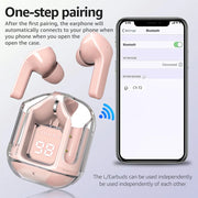 CMYBabee Bluetooth Wireless Earbuds with Noise Cancelling and LED Power Display, Pink - IPX7 Waterproof