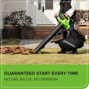 Greenworks 40V Cordless Brushless Leaf Blower Vacuum, 505 CFM Air Volume, 230 MPH Wind Speed, 5.0 Ah Battery, BVF444
