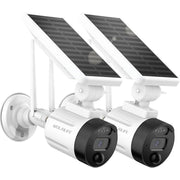 WEILAILIFE 2K Wireless Wi-Fi Solar Outdoor Security Camera with Rechargeable Battery, AI Human Detection, Night Vision, Dual Antenna, IP66 Waterproof, 2 Pack, WE-S2